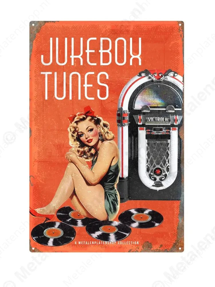 Jukebox Tunes - Pin-Up - MPS Collection Rood Metaalbord